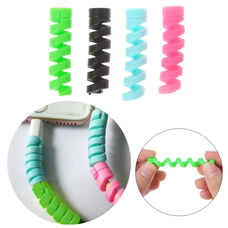 4Pcs/Lot Lightweight Spiral Holder Cable Protector Flexible Silicone