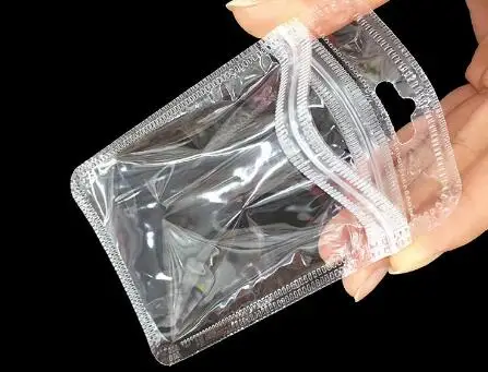 100 шт. Прозрачный Ясно Resealable Пластик сумка PE zip lock мешок с отверстием для