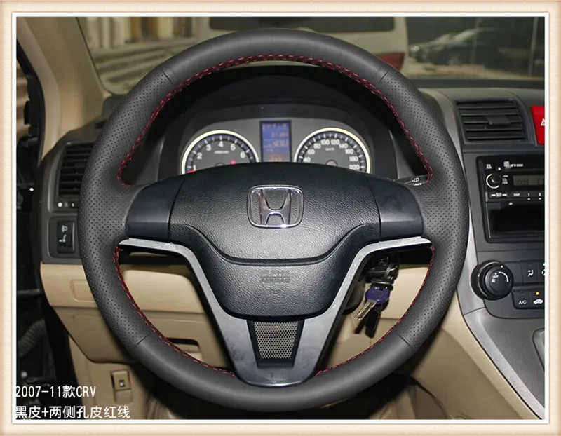 

Hot sale Hand-stitched car Leather Steering Wheel Cover fit for 2007 2008 2009 2010 2011 Honda CRV