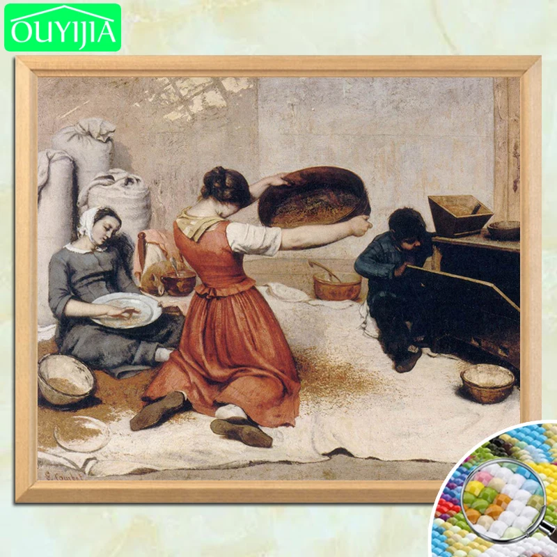 

World Famous Painting "The Wheat Sifters" 5D DIY Diamond Painting Full Square Diamond Embroidery Sale Rhinestones Mosaic Picture