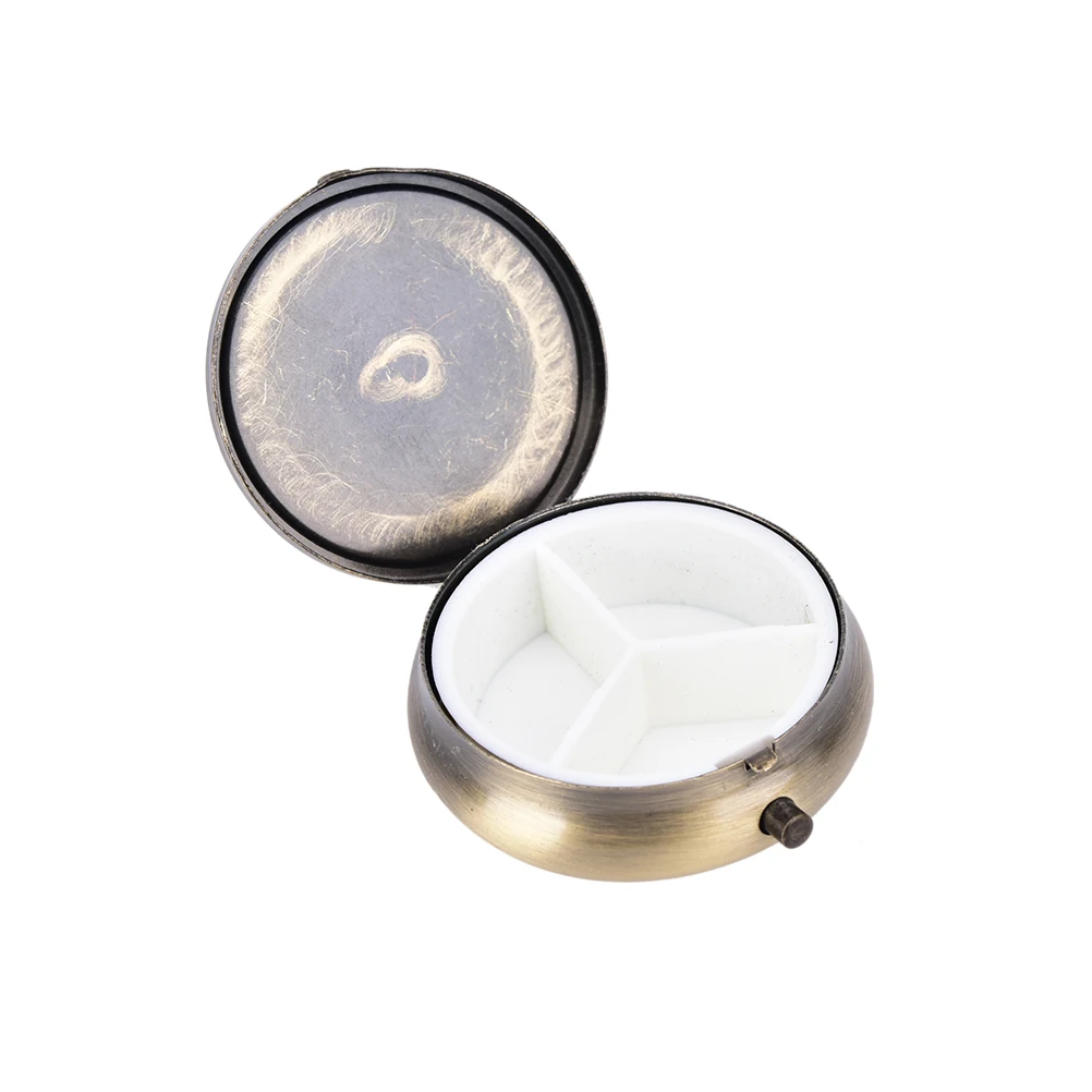 

New Metal Round Pill Boxes DIY Medicine Organizer Container Medicine Case