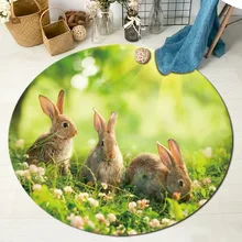 Кролики цветы зеленая трава круглый коврик и ковры для детей Детская домашняя гостиная кристалл бархат большая Подушка спальня коврики для ванной