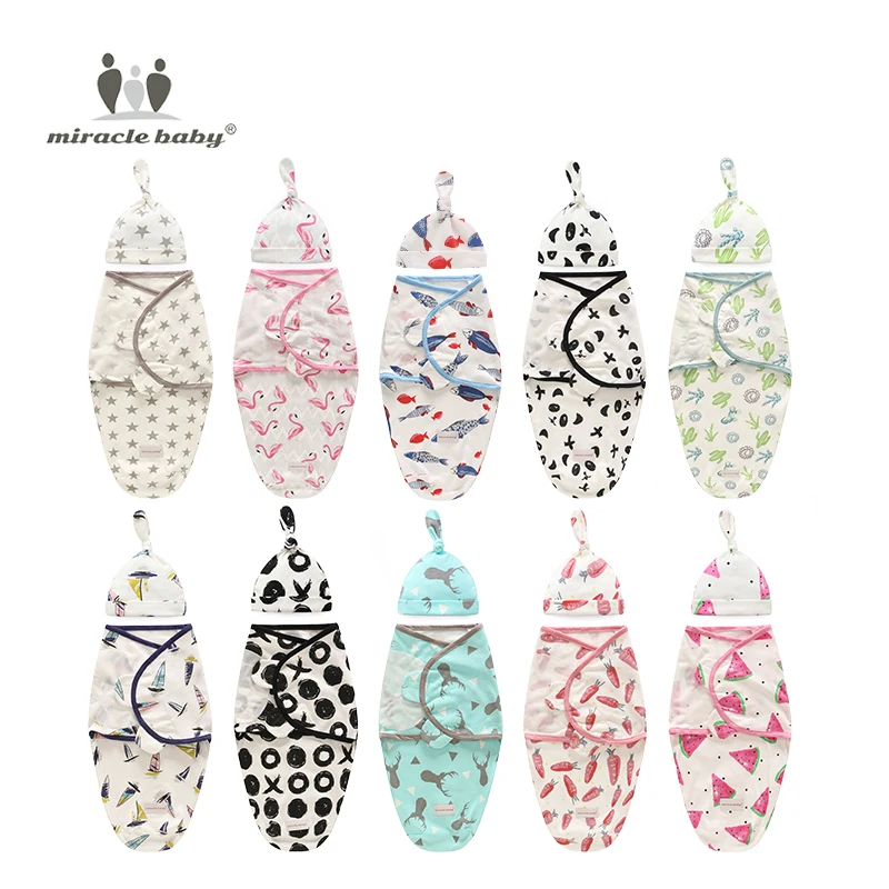 Baby Swaddle Blanket Cap Newborn Cocoon Wrap Cotton Swaddling bag Baby