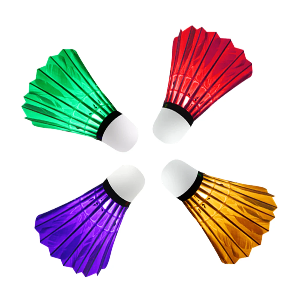 4 Pieces Colorful LED Lighting Badminton Shuttlecock Dark Night Glow Birdies Indoor Outdoor Sport Fun