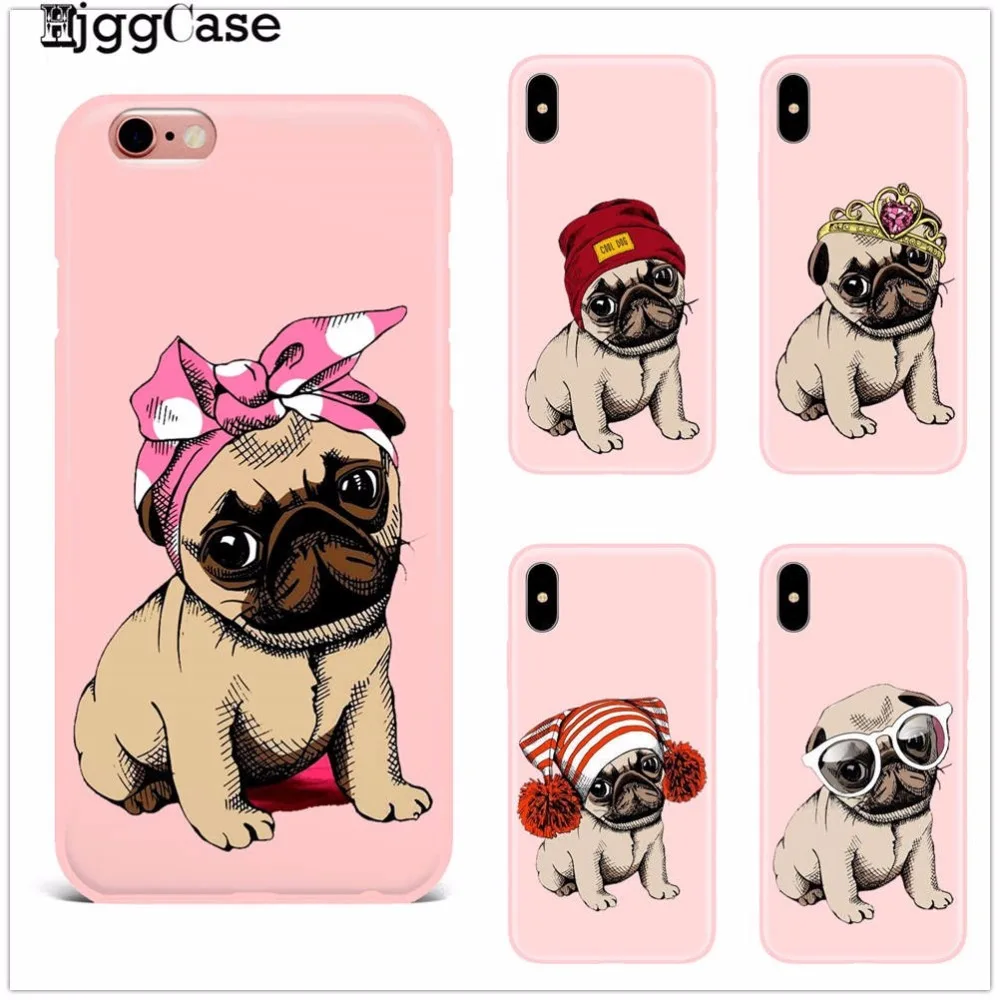 Cute Cartoon Pug Dog Pink Cover Tpu Soft Silicone Phone Case For Iphone 5 5s Se 6 6s 7 8 Plus X Xs Max Xr Protective Back Cover Buy At The