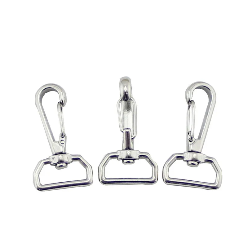 5pcs 65mm Stainless Steel Square Ring Swivel Quick Hook Swivel-Eye Bolt Spring Snap Hooks Hiking Camping Carabiner Pet Chains