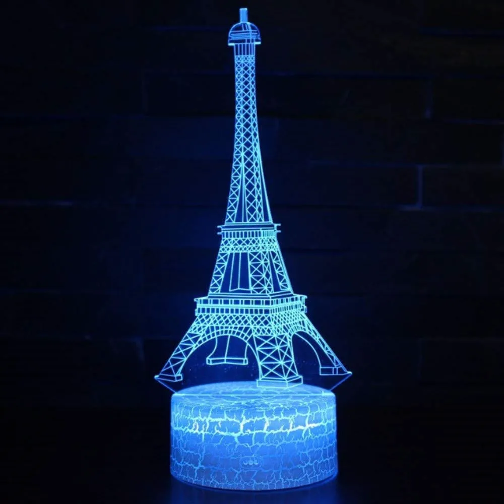 Ночник Эйфелева башня 3D светодиодный детский ночник настольная лампа с зарядкой от USB или питанием от батареи для украшения дома 3 Вт