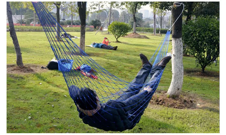 

240x80cm Thickened Nylon Hammock Garden Yard Hanging Mesh Net Sleeping Bed for Outdoor Siesta Rest Camping Traveling Hiking