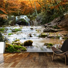 Пользовательские пейзажные текстильные обои, натуральный осенний водопад, 3D Современная фотография для гостиной, спальни, кухни обои