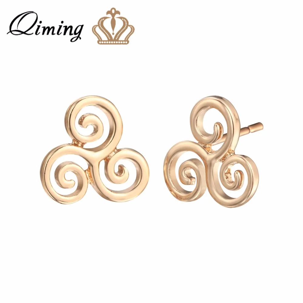 QIMING серебро Трискелион Висячие серёжки-гвоздики для Для женщин красивые украшения дизайн простой золото Винтаж сережки Bijoux Femme(украшения своими руками