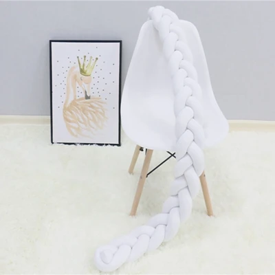 Long knotted braid pillow new nordic style woven long knot ball baby bed bumper newborns crib room decorative pillows kids stuff - Color: B-1.5M