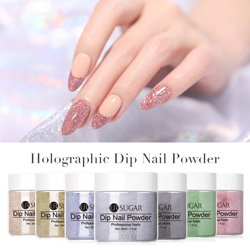 

UR SUGAR 30ML Holographic Dip Nail Powder Laser Nail Glitter Natural Dry No Lamp Cure Summer Pigment DIY Gel Nail Art Decoration