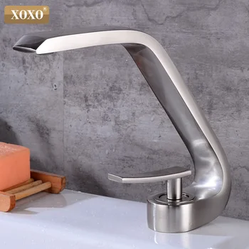 

XOXO Basin Faucet Brass Cold and Hot Brush Nickel Bathroom Faucet Basin Sink Mixer Tap Single handle Single Hole Faucet 83009