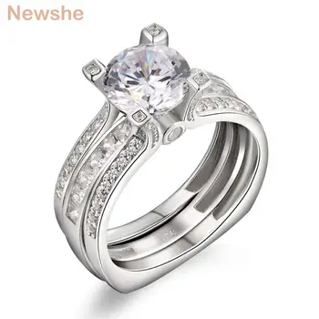 

Newshe Square Bottom Wedding Ring Set Classic Jewelry 2 Ct AAA CZ 925 Sterling Silver Engagement Rings For Women Size 5 to 12