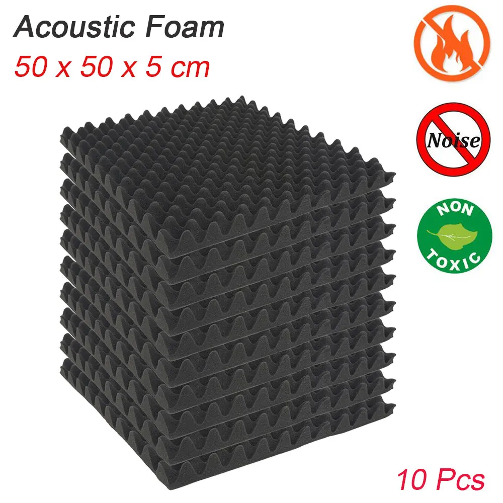 

10pcs 500X500X50mm Soundproofing Foam Acoustic Foam Sound Treatment Studio Room Absorption Tiles Polyurethane foam