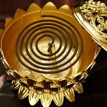 Домашняя комната китайская горелка для благовоний в виде лотоса держатель цветок статуя кадило Золотой S