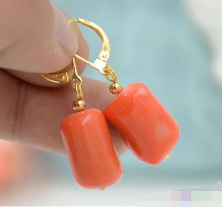 

1477 cylindricality pink coral DANGLE EARRING