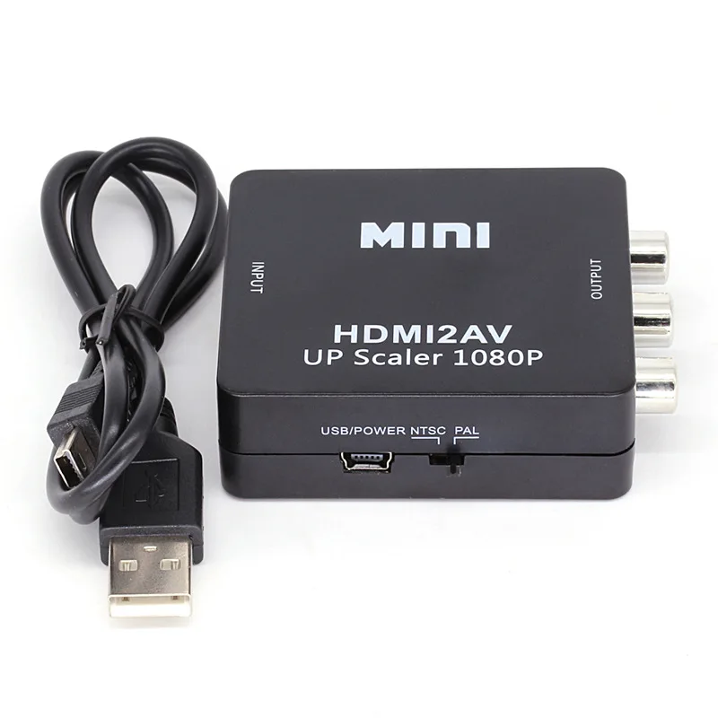 HDMI К AV скейлер адаптер HD видео конвертер коробка HDMI к RCA AV/CVSB L/R видео 1080P HDMI2AV Поддержка NTSC PAL