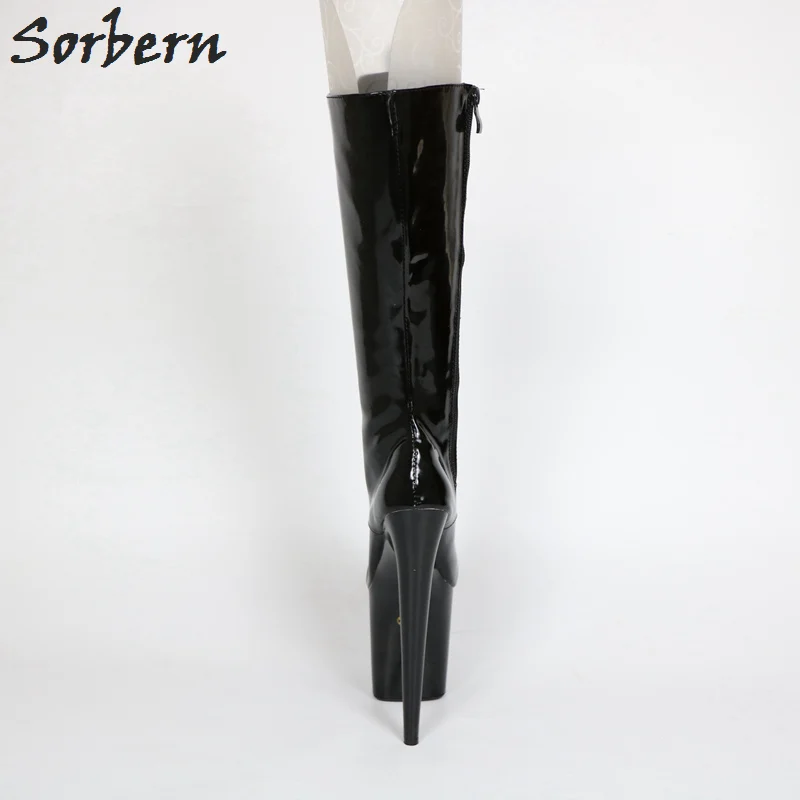 Altas De Con Señoras Sorbern Brillante Zapatos Botas Plataforma La En Las Negro Tamaño Tacón Rodilla Mujer Venta 11 Mujeres Black xqZYfIZv