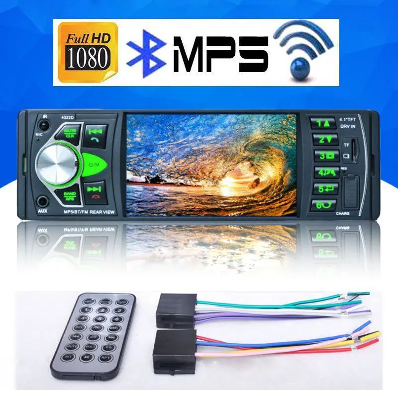 

4.1" Mp5 Player 1 Din Car Radio 4022D Bluetooth Stereo Audio Fm Transmitter Car Video with Remote Control Suport Rearview Camera