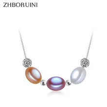 Жемчуг бренда "zhboruini" ожерелье натуральный пресноводный жемчуг многоцветное Жемчужное Ожерелье Подвеска Жемчужное ювелирное изделие 925 пробы серебряные ювелирные изделия