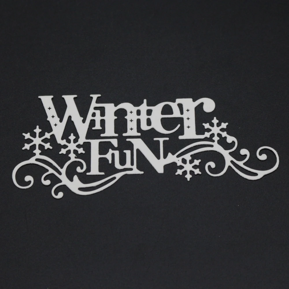 

Winter Fun Words Border Metal Cutting Dies Stencils for Scrapbooking Craft Die Embossing Paper Christmas Cards Making Dies Cut