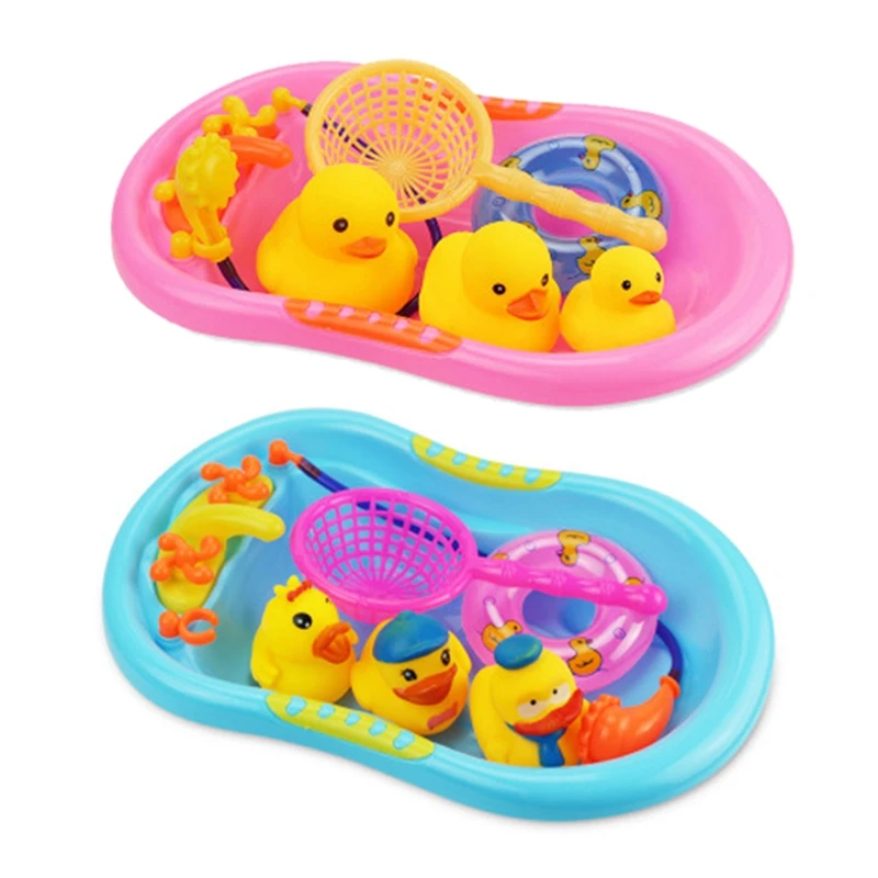 New Baby Toys Educational Toy Yellow Duck Swimming Ring Lifebelt Set Bath Toys
