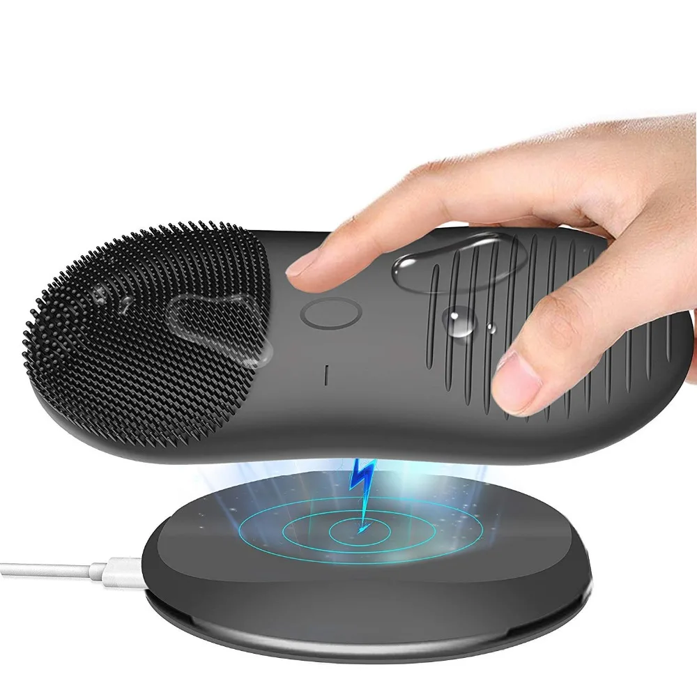 Wireless Charging Ultrasonic Facial Cleansing Brush Sonic Body Face Brush Cleaner Silicone