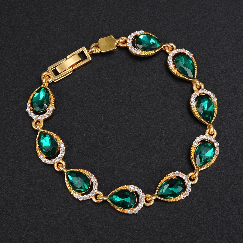 Fashion Women Crystal&Gold Bracelets Plated Water Drop Crystal Bracelet