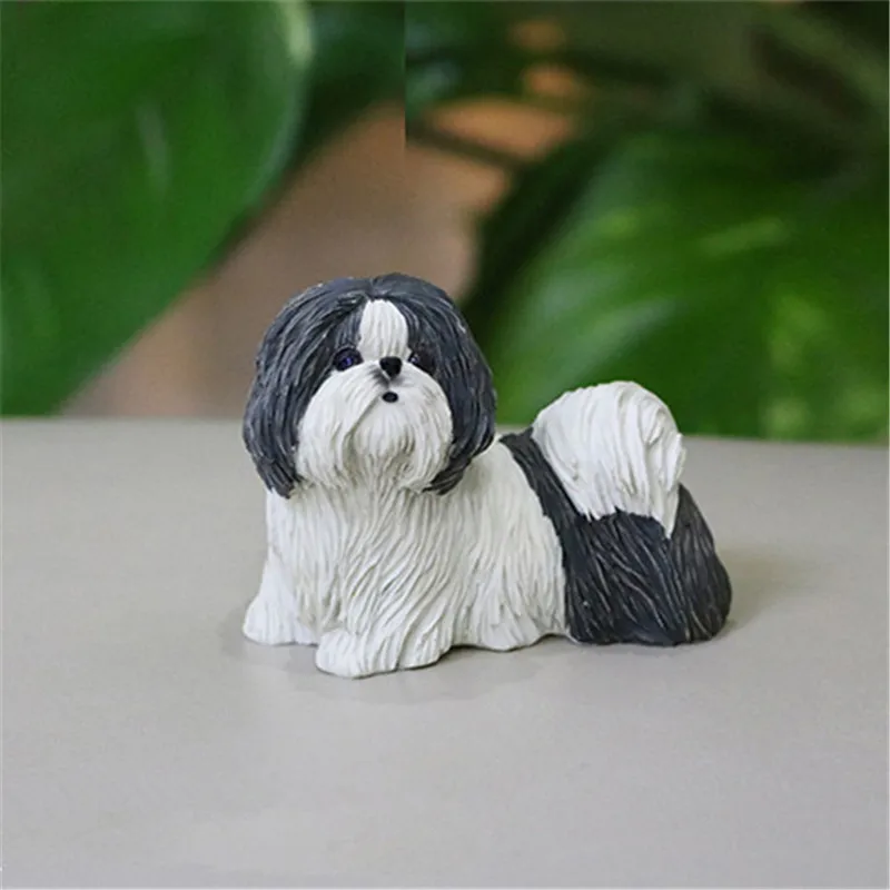 

Simulation Animal Cute Puppy Statue Shih Tzu Exquisite Dog Creative Home Decor Action Figure Collectible Model Toy P1075