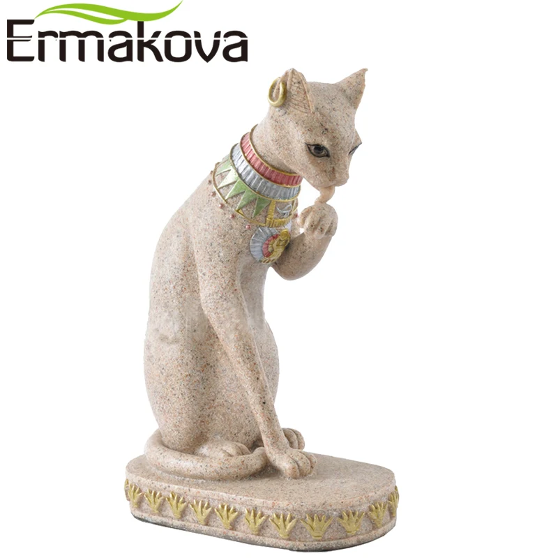 Ермакова, статуя бастета из песчаника, египетский кот, фигурка Божья кошка, Древний Египет, натуральный песчаник, скульптура для рукоделия, домашний стол, Декор