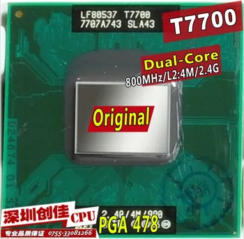 Original intel CPU laptop Core 2 Duo T7700 CPU 4M Socket 479 Cache/2.4GHz/800/Dual-Core Laptop processor support 965