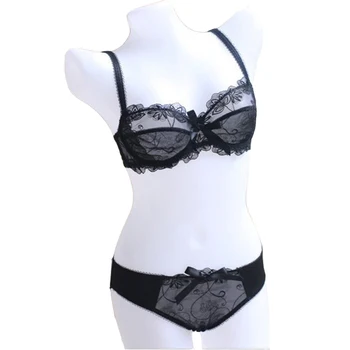 

New Transparent Bra Plus Size Women Sexy Lace Bra Set Intimates Embroidery A B C D Cup Lingerie Ultra Thintemptation Sets Women Underwear Black White