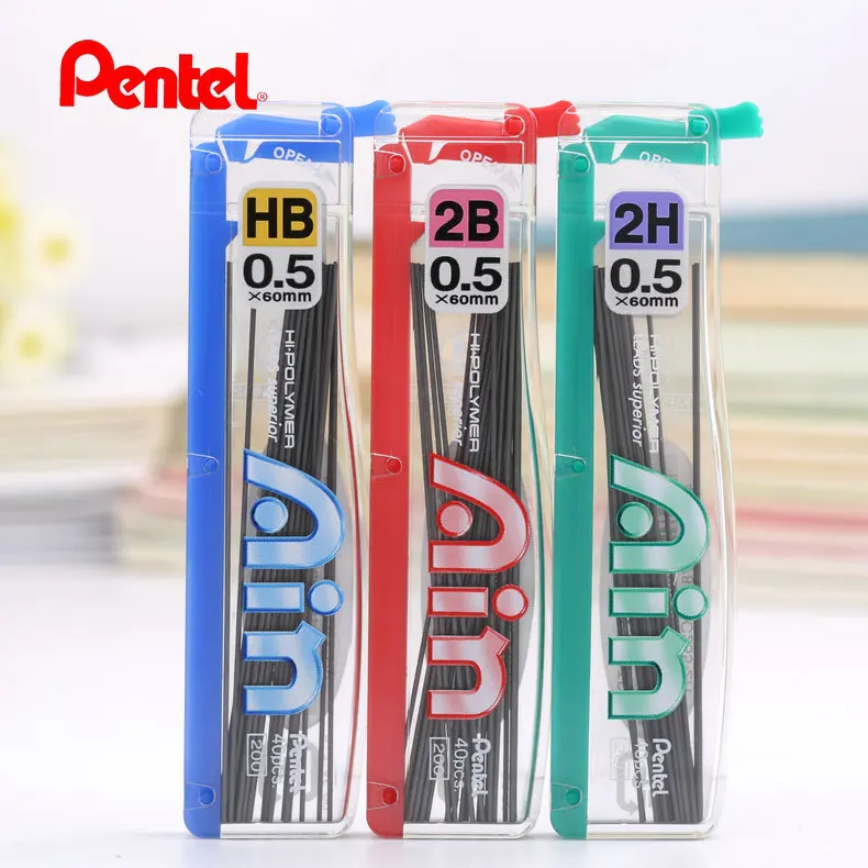 Pentel C255 Ain Hi-Polymer 0,5 мм сменные наконечники для механического карандаша супер жесткие стержни для карандаша Япония 2 H, HB, 2B