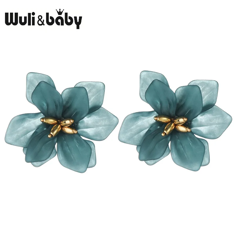 Женские акриловые серьги Wuli & baby большие в форме цветка гипербола белого