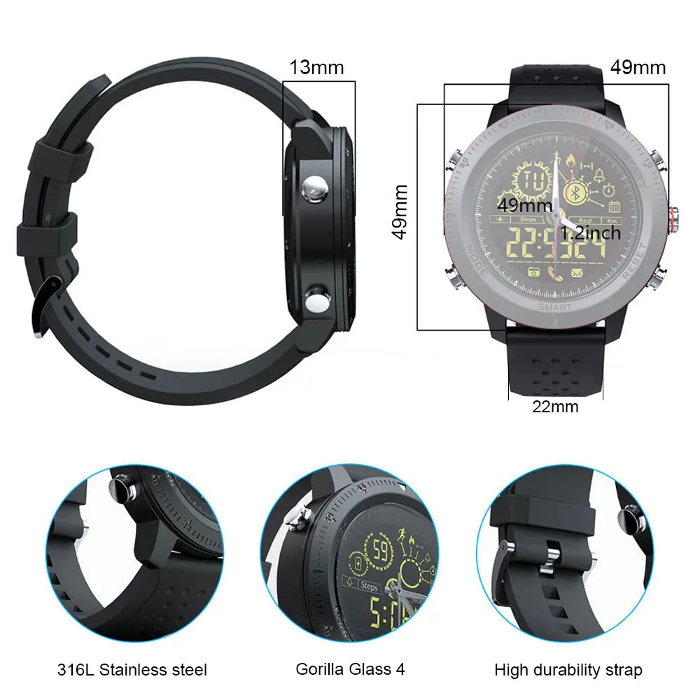 LOKMAT Bluetooth Smart Watch Men Outdoor Sport Pedometer Digital Clock Waterproof IP68 Smartwatch For IOS Android Phone 