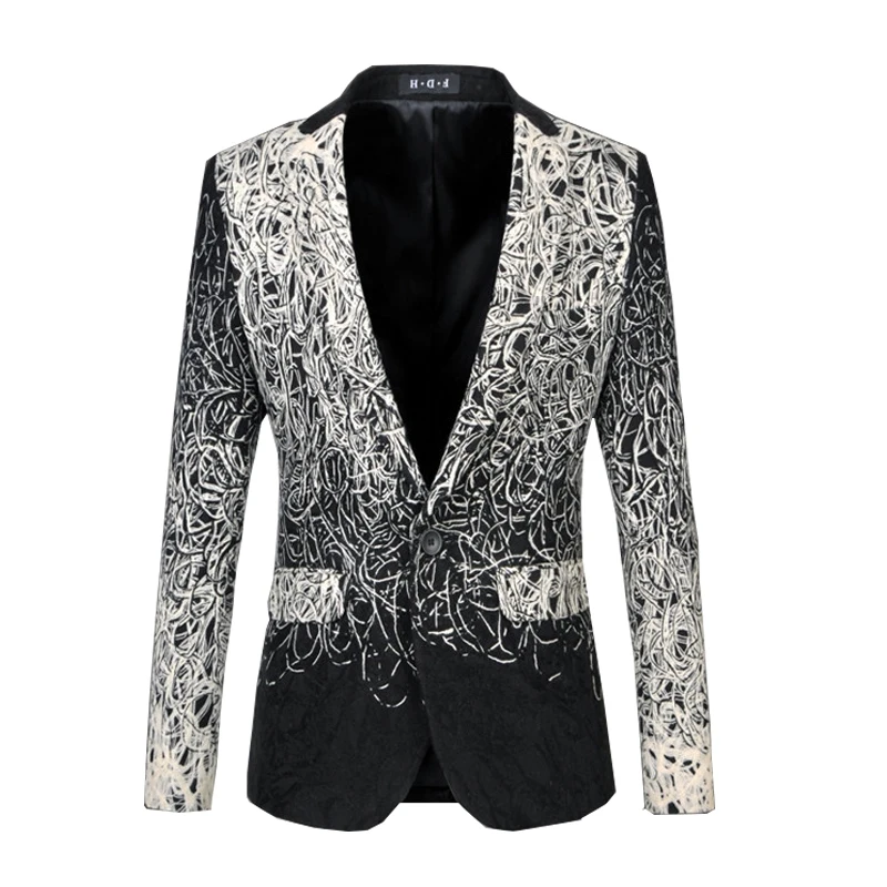 2016 Hot Sale Exclusive Design Luxury Men Blazer High Quality Gradient Business Blazers Jacket For Singer Blazer Plus Size M-6XL