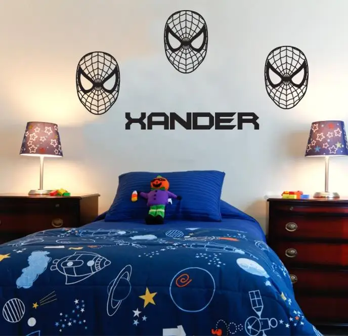 

3d spiderman Personalized name spiderman wall stickers for kids room DIY Vinyl wall decal for Boys Kids room Super Hero D696