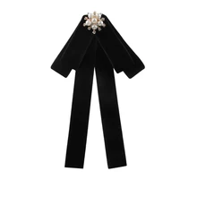 Черная Универсальная женская модная ткань с бантом, брошь и рубашка, галстук-бабочка, булавка для воротника, ленты, текстильный корсаж
