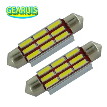 

100pcs Car Festoon Dome Light C5W NO Polar 0.11 Ampere 39mm 41mm 9 smd 7020 LED Map Bulb License Plate Lamps Interior lights