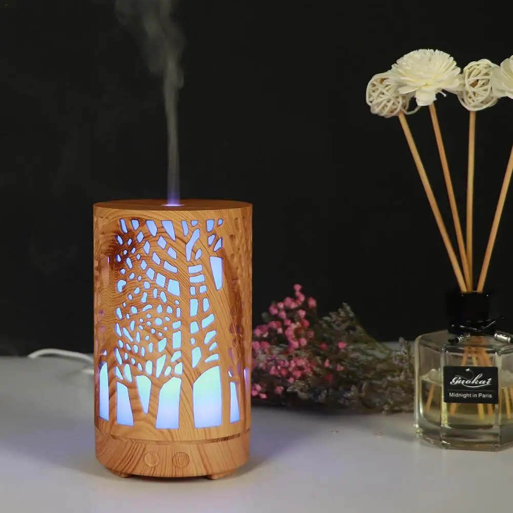 

Colorful Lights Hollow Aromatherapy Machine Essential Oil Bamboo Wood Aroma Diffuser Cool Spray Ultrasonic Aroma Humidifier