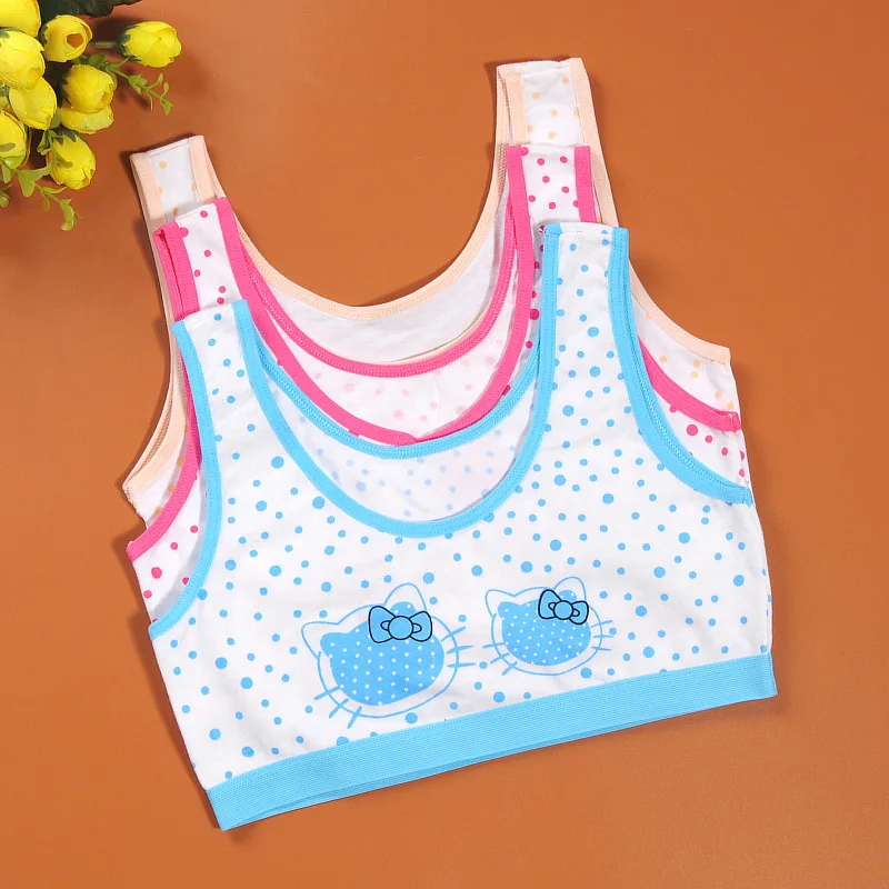 

3pcs/lot Girls Students Wire Free Bras Young Girl Comfortable Breathable Training Bra Kids Intimates Bras Children Underwear