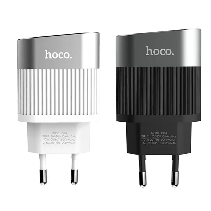 HOCO C40A зарядное устройство для телефона, двойное USB дорожное настенное зарядное устройство, цифровой дисплей, штепсельный адаптер для мобильного телефона, зарядка для телефона планшета