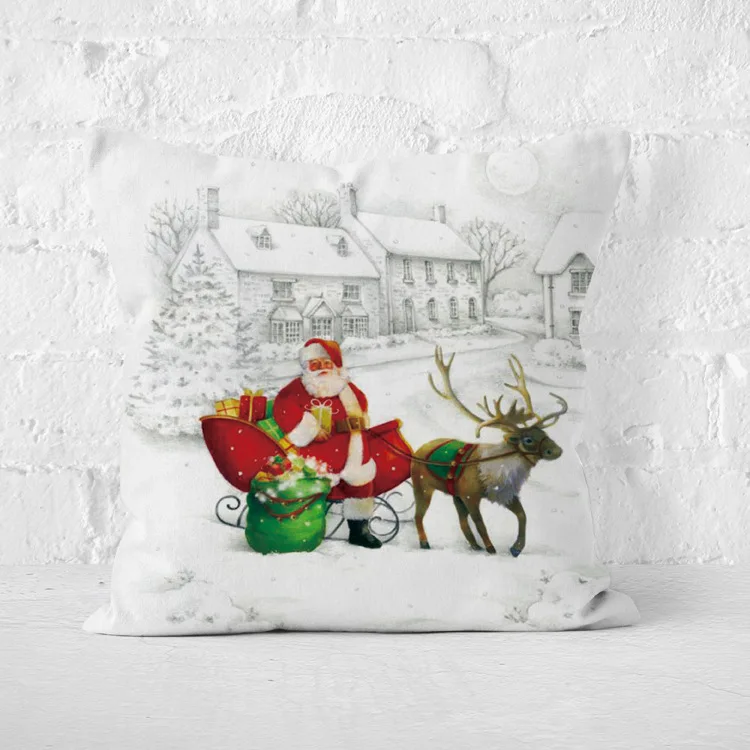 45*45 см рождественские декоративные подушки для дома, Короткие Плюшевые наволочки с Санта Клаусом, рождественские вечерние украшения на год - Цвет: 7