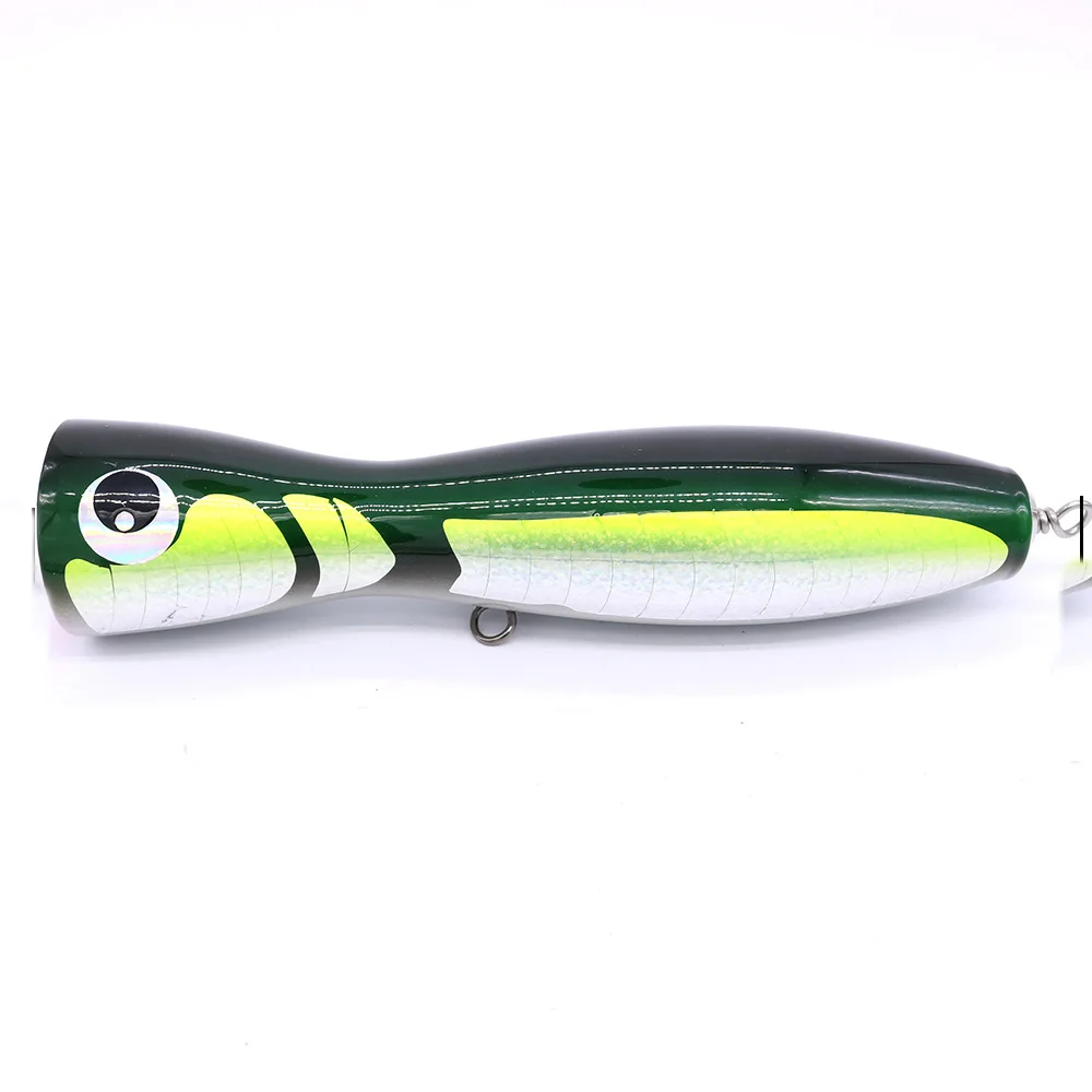 Castfun 120g Wood Popper Lure Saltwater Topwater Trolling Lure Boat Fishing - Цвет: Green