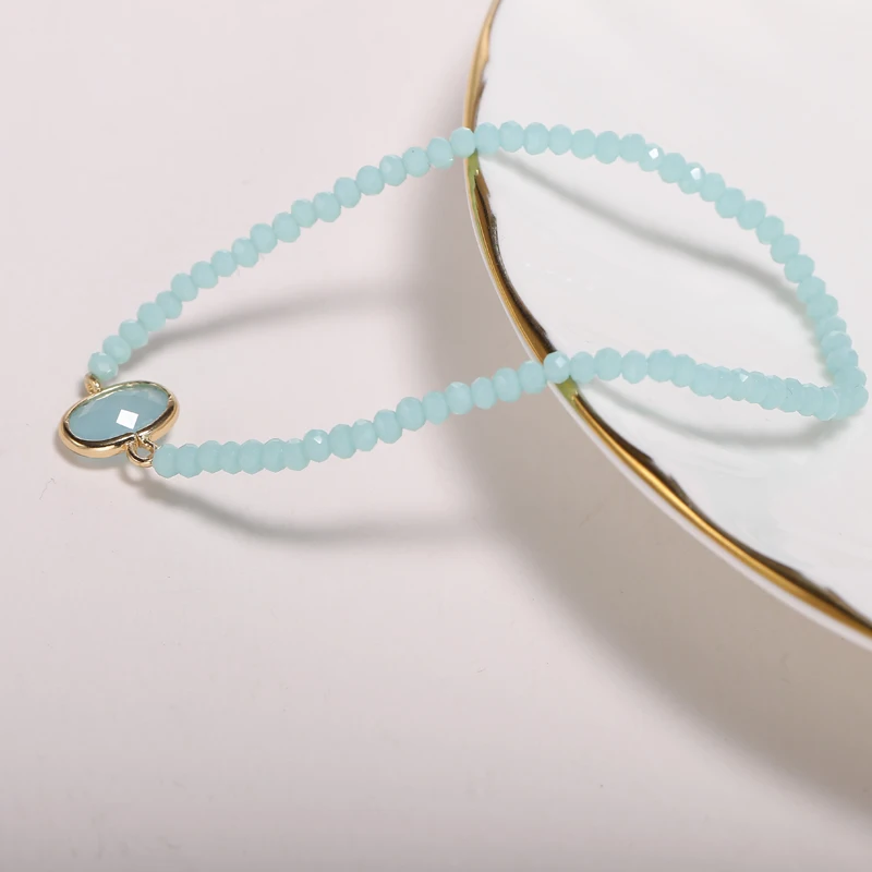 3mm Tiny Sea Blue Crystal Bracelet 925 Silver Bracelet, Best Holiday