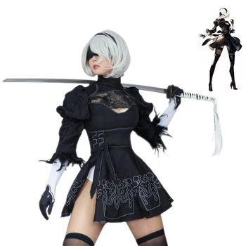 

2019 Hot New Nier Automata Yorha 2B Cosplay Suit Anime Women Outfit Disguise Costume Set Fancy Halloween Girls Party Black Dress