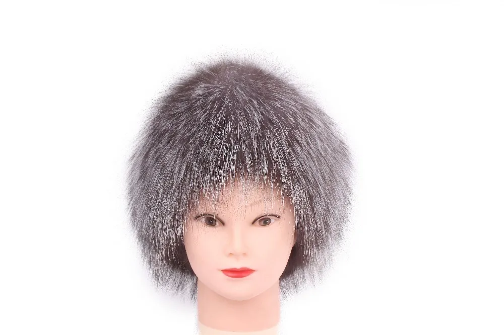 Women Mongolian 100% Real Natural Fur Silver Red Fox Hat with Fox Tail Lady Winter Warm Hats for Soft Hairy Cap