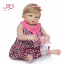 NPK 56 см bebe Кукла reborn baby blonde hair Милая новорожденная девочка Виктория полное тело силиконовая игрушка для ванны мягкая настоящая касания