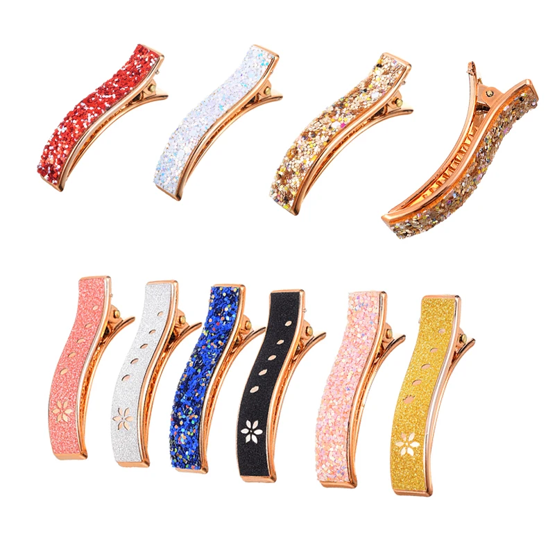

M MISM Girls Sequins Wave Curved Banana Hair Clips Flower Sweet Simple Glitter Barrette Matte Elegant Hair Accessories For Women